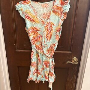 Cupshe Leaf Patterned Coverup in Orange and Light Blue